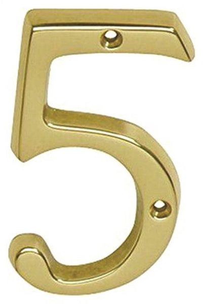 Schlage SC2-3056-605 #5 House Number, Character: 5, 4 in H Character, Brass Character, Brass
