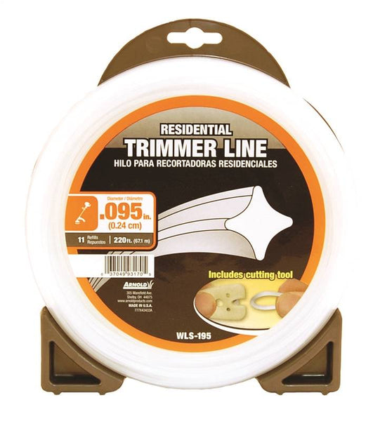 ARNOLD WLS-195 Trimmer Line, 0.095 in Dia, 220 ft L, Nylon