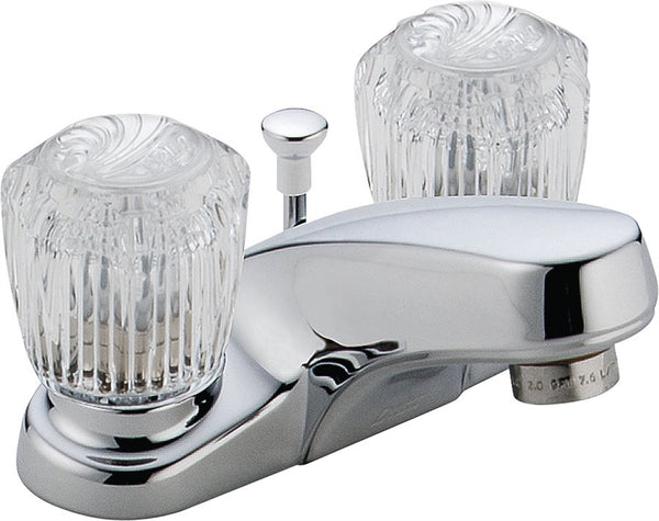 DELTA Classic Series 2522LF Bathroom Faucet, 1.2 gpm, 2-Faucet Handle, Brass, Chrome Plated, Knob Handle, Rigid Spout