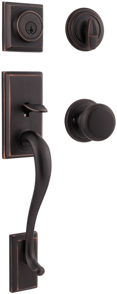 Kwikset 800HEXJ11PSMTCP Handleset, 1 Grade, Brass, Venetian Bronze, 2-3/8 x 2-3/4 in Backset, KW1 Keyway, Residential