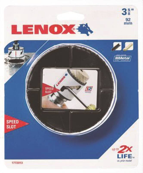 Lenox Speed Slot 2060597 Hole Saw, 3-5/8 in Dia, 1-5/8 in D Cutting, 4/6 TPI, HSS Cutting Edge