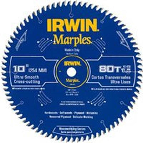 IRWIN 1807370 Circular Saw Blade, 10 in Dia, 5/8 in Arbor, 80-Teeth, Carbide Cutting Edge