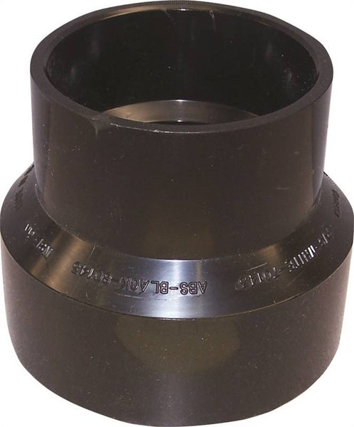 CANPLAS 103026BC Reducing Pipe Coupling, 4 x 3 in, Hub, ABS, Black, 40 Schedule