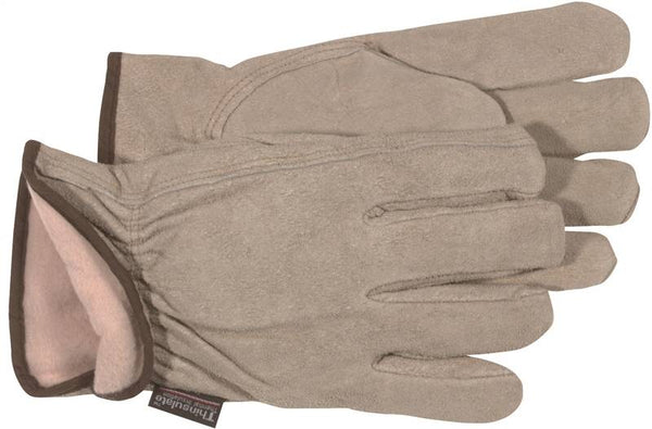 BOSS 7179J Driver Gloves, XL, Keystone Thumb, Open, Shirred Elastic Back Cuff, Cowhide Leather, Gray