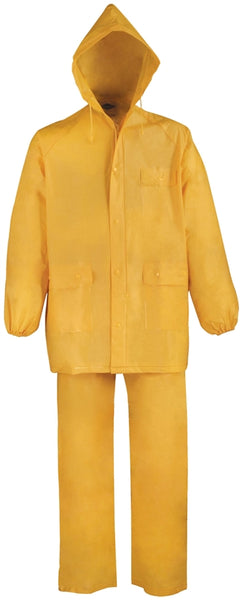 Diamondback 8127LG Rain Suit, L, 29-1/2 in Inseam, PVC, Yellow, Drawstring Collar, Zipper with Storm Flap Closure