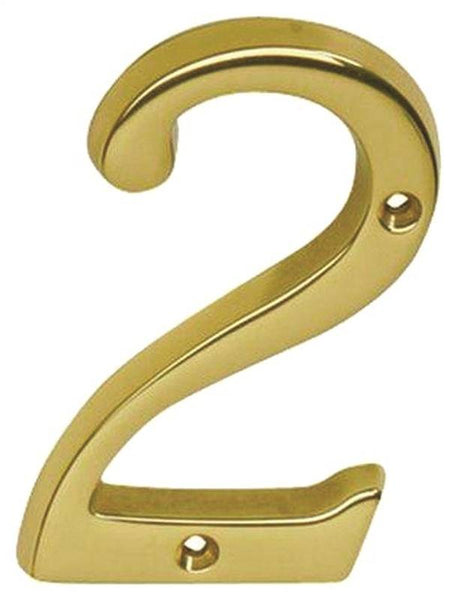 Schlage SC2-3026-605 #2 House Number, Character: 2, 4 in H Character, Brass Character, Brass