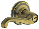 Schlage Flair Series F51A FLA 609 Entry Lever Lockset, Brass, Antique Brass