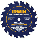 IRWIN MARATHON 4935203 Circular Saw Blade, 5-3/8 in Dia, 0.39 in Arbor, 18-Teeth, Carbide Cutting Edge