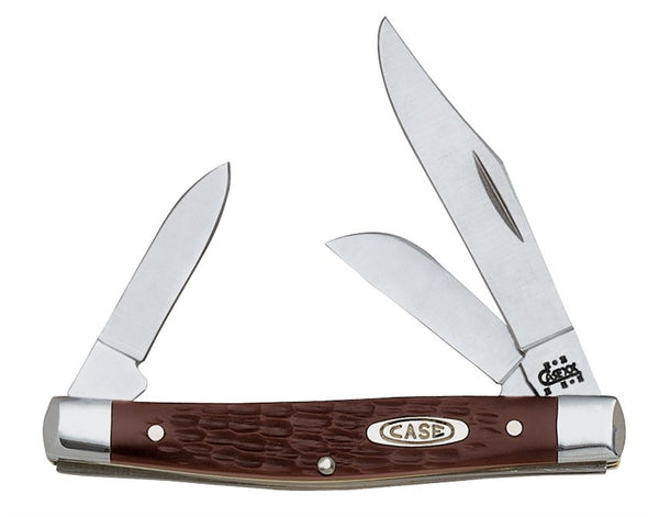 CASE 00106 Folding Pocket Knife, 2.42 in Clip, 1.58 in Sheep Foot, 1.57 in Pen L Blade, 3-Blade, Brown Handle
