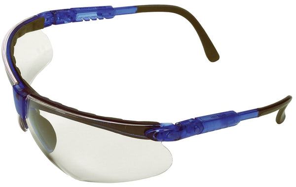 SAFETY WORKS 10041055 Padded Brow Guard Safety Glasses, Anti-Fog, Anti-Scratch Lens, Polycarbonate Lens, Blue Frame