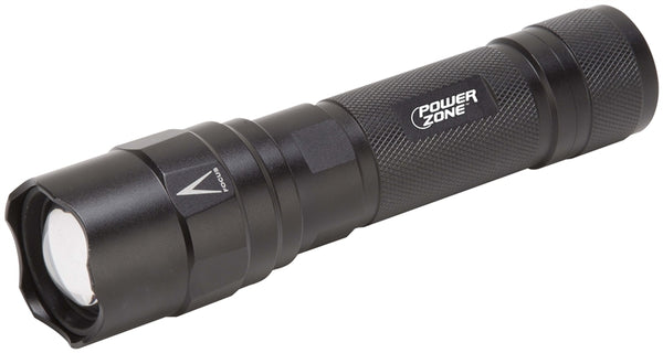PowerZone 12083 Tactical Flashlight, AA Battery, LED Lamp, 400 Lumens, 120 m Beam Distance, 10 hrs Run Time, Black