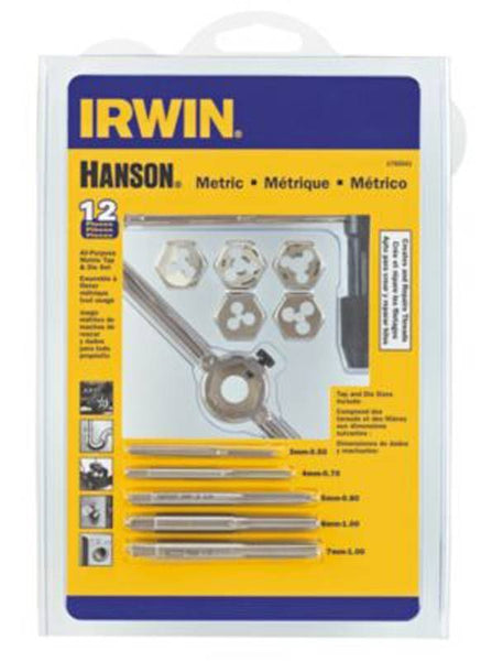 IRWIN HANSON 1765541 Tap and Hex Die Set, 12-Piece, Carbon Steel