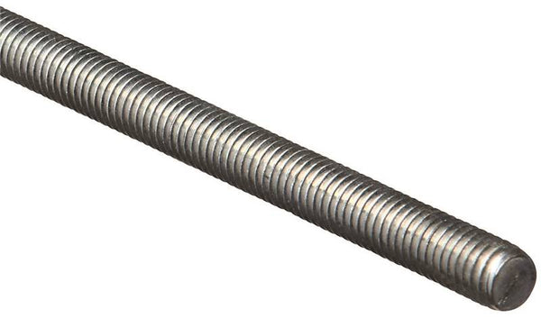 Stanley Hardware N179-440 Threaded Rod, 7/16-14 Thread, 24 in L, A Grade, Steel, Zinc, UNC Thread