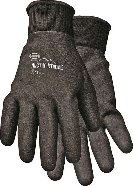 BOSS ARCTIK XTREME 7841X Protective Gloves, Unisex, XL, Knit Wrist Cuff, Nitrile Coating, Nylon Glove, Black