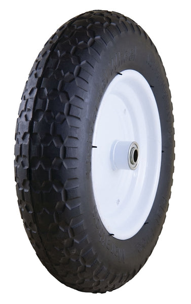 MTD 00270 Wheelbarrow Wheel, 14-1/2 in Dia Tire, Knobby Tread, Polyurethane Tire