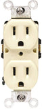 Leviton 001-T5248-ICP Duplex Receptacle, 2 -Pole, 15 A, 125 V, Push-In Wiring, NEMA: 5-15R, Ivory