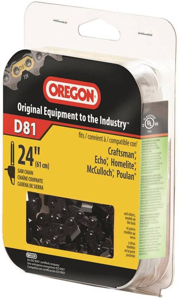 Oregon D81 Chainsaw Chain, 24 in L Bar, 0.05 Gauge, 3/8 in TPI/Pitch, 81-Link