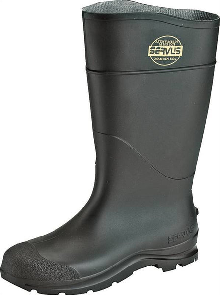 Servus 18821-10 Non-Insulated Knee Boots, 10, Black, PVC Upper, Insulated: No