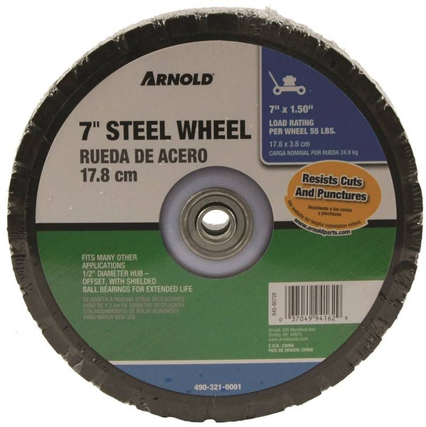 ARNOLD 490-321-0001 Tread Wheel, Steel, For: Lawnmowers and Golf Carts