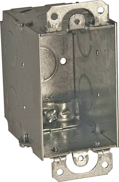 RACO 567 Switch Box, 1 -Gang, 1 -Outlet, 7 -Knockout, 1/2 in Knockout, Steel, Gray, Galvanized