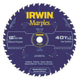 IRWIN 1807382 Circular Saw Blade, 12 in Dia, 1 in Arbor, 40-Teeth, Carbide Cutting Edge