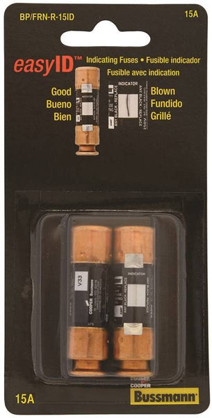 Bussmann BP/FRN-R-15ID Fuse, 15 A, 250 V, Cartridge, Time Delay Fuse