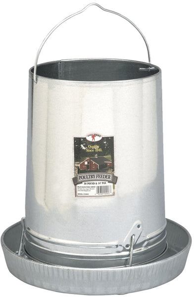 Little Giant 914043 Poultry Feeder, 30 lb Capacity, Rolled Edge, Galvanized Steel