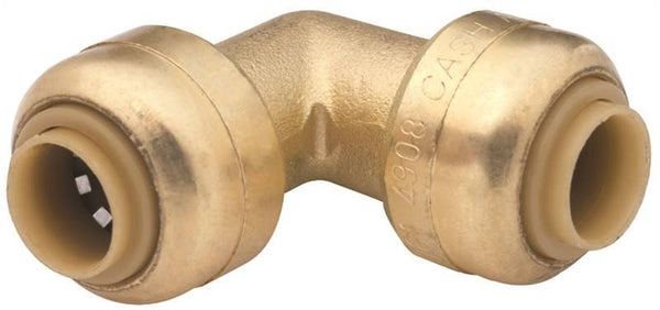 SharkBite U244LFA Tube Elbow, 1/4 in, 90 deg Angle, Brass, 200 psi Pressure