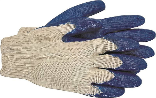 BOSS 1SR8427L Economy Protective Gloves, L, Knit Wrist Cuff, Latex Coating, Cotton/Polyester Glove, Blue