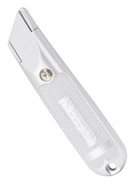 Vulcan 38061 Utility Knife, 2-7/8 in L Blade, 1-1/4 in W Blade, Aluminum Handle, Silver Handle