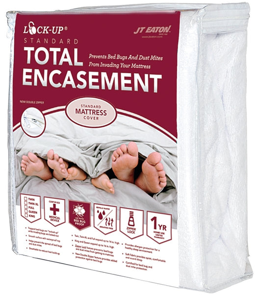 J.T. EATON Lock-Up 83KGENC Mattress Encasement, King, Fabric, White