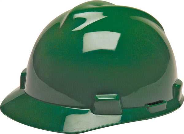 MSA SWX00422 Hard Hat, 4-Point Textile Suspension, HDPE Shell, Green, Class: E