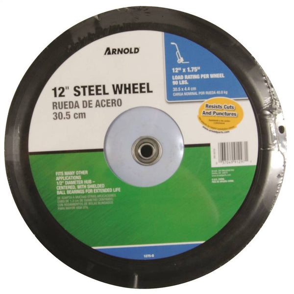 ARNOLD 1275-B Tread Wheel, Semi-Pneumatic, Steel, For: Lawn Mowers