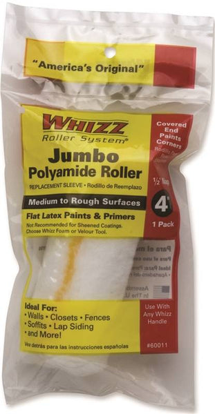 WHIZZ MAXIMUS 60011 Paint Roller Cover, 1/2 in Thick Nap, 4 in L, Polyamide Cover