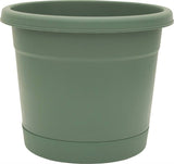 Southern Patio RN1207OG Riverland Planter with Saucer, 12 in Dia, Round, Poly Resin, Olive Green, Matte