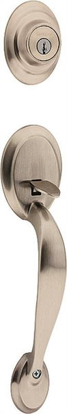 Kwikset 687DA15LIP Handleset, 3 Grade, Metal, Satin Nickel, 2-3/8 x 2-3/4 in Backset, KW1 Keyway, 1-3/4 in Thick Door