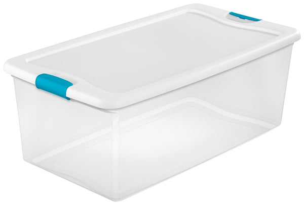 Sterilite 14998004 Latching Box, Plastic, Clear/White, 33-7/8 in L, 18-3/4 in W, 13 in H