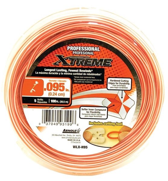 Arnold Xtreme Professional WLX-H95 Trimmer Line, 0.095 in Dia, 100 ft L, Monofilament