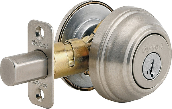 Kwikset 99800-123 Deadbolt, 1 Grade, K4 Key, Metal, Satin Nickel, 2-3/8 to 2-3/4 in Backset, KW1 Keyway