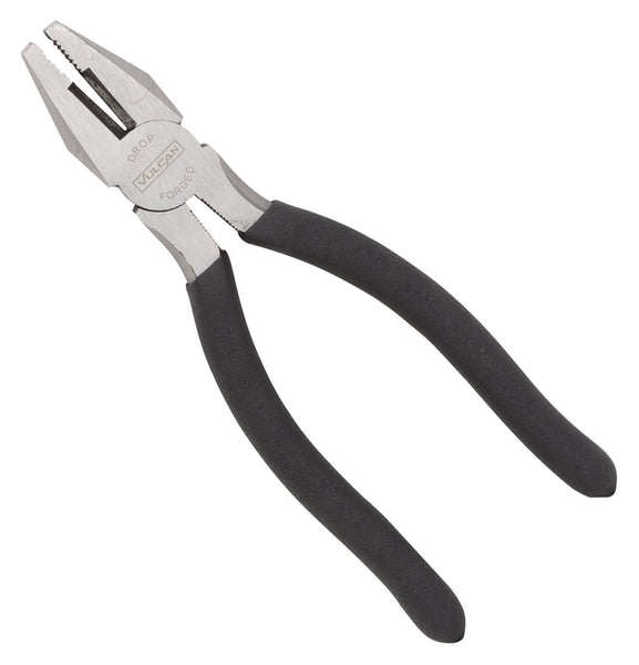 Vulcan JL-NP005 Linesman Plier, 7 in OAL, 1.2 mm Cutting Capacity, 1-1/4 in Jaw Opening, Black Handle, Non-Slip Handle