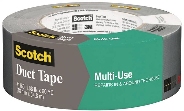 Scotch 2960-A Duct Tape, 60 yd L, 1.88 in W, Silver