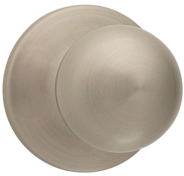 Kwikset 200P15CP Door Knob, Satin Nickel, 1-3/8 to 1-3/4 in Thick Door, 2-1/4 in Strike