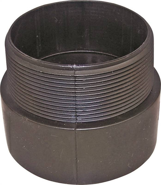 CANPLAS 102874BC Pipe Adapter, 4 in, MNPT x Hub, ABS, Black, SCH 40 Schedule