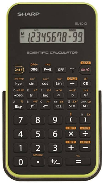 Sharp EL501XBGR Scientific Calculator, Battery, 10 Display, LCD Display, Black/Green