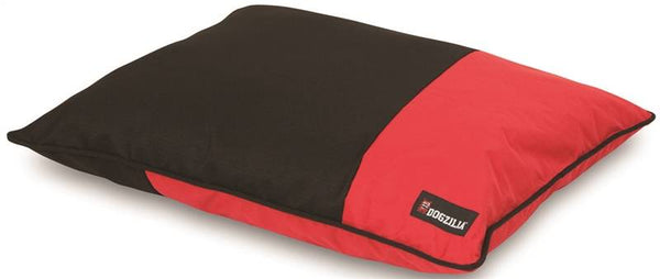 DOGZILLA 80380 Pillow Bed, 36 in L, 27 in W, Rip-Stop Fabric Cover, Black/Red