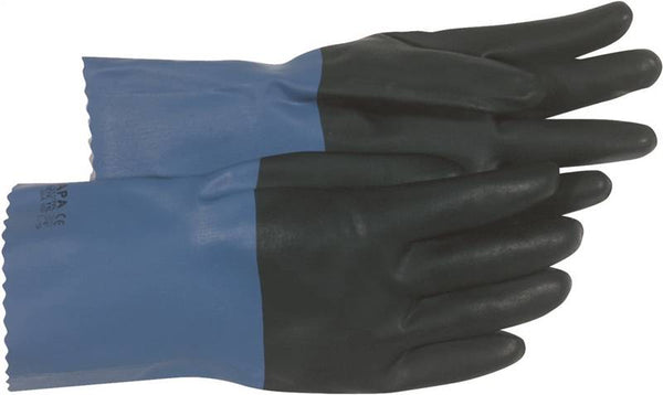 BOSS 34L Protective Gloves, L, 11 in L, Gauntlet Cuff, Neoprene, Black/Blue