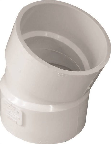 CANPLAS 414206BC Pipe Elbow, 6 in, Hub, 22.5 deg Angle, PVC, White