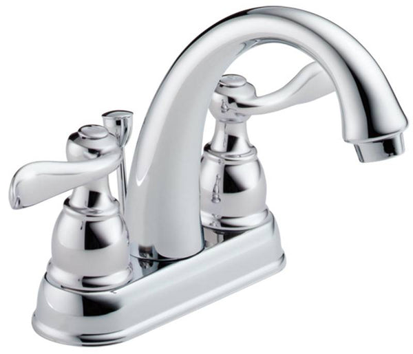 DELTA Windemere Series 25996LF-ECO Bathroom Faucet, 1.2 gpm, 2-Faucet Handle, Chrome Plated, Lever Handle