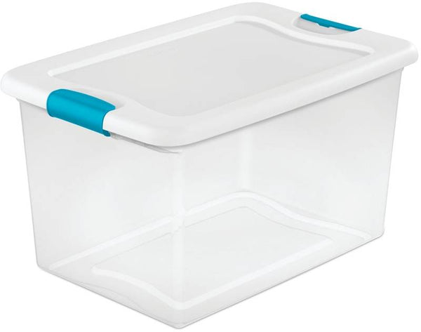 Sterilite 14978006 Latching Box, Plastic, Clear/White, 23-3/4 in L, 16 in W, 13-1/2 in H