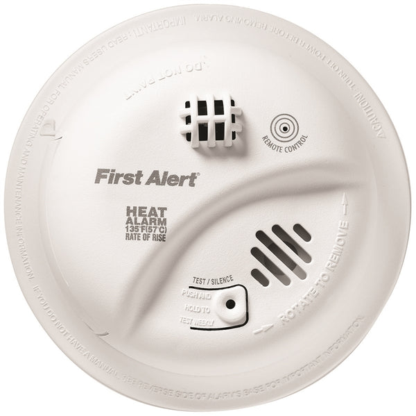 FIRST ALERT HD6135FB Heat Alarm with Battery Backup, 120 V, Thermistor Sensor, 50 ft Detection, Alarm: Audible